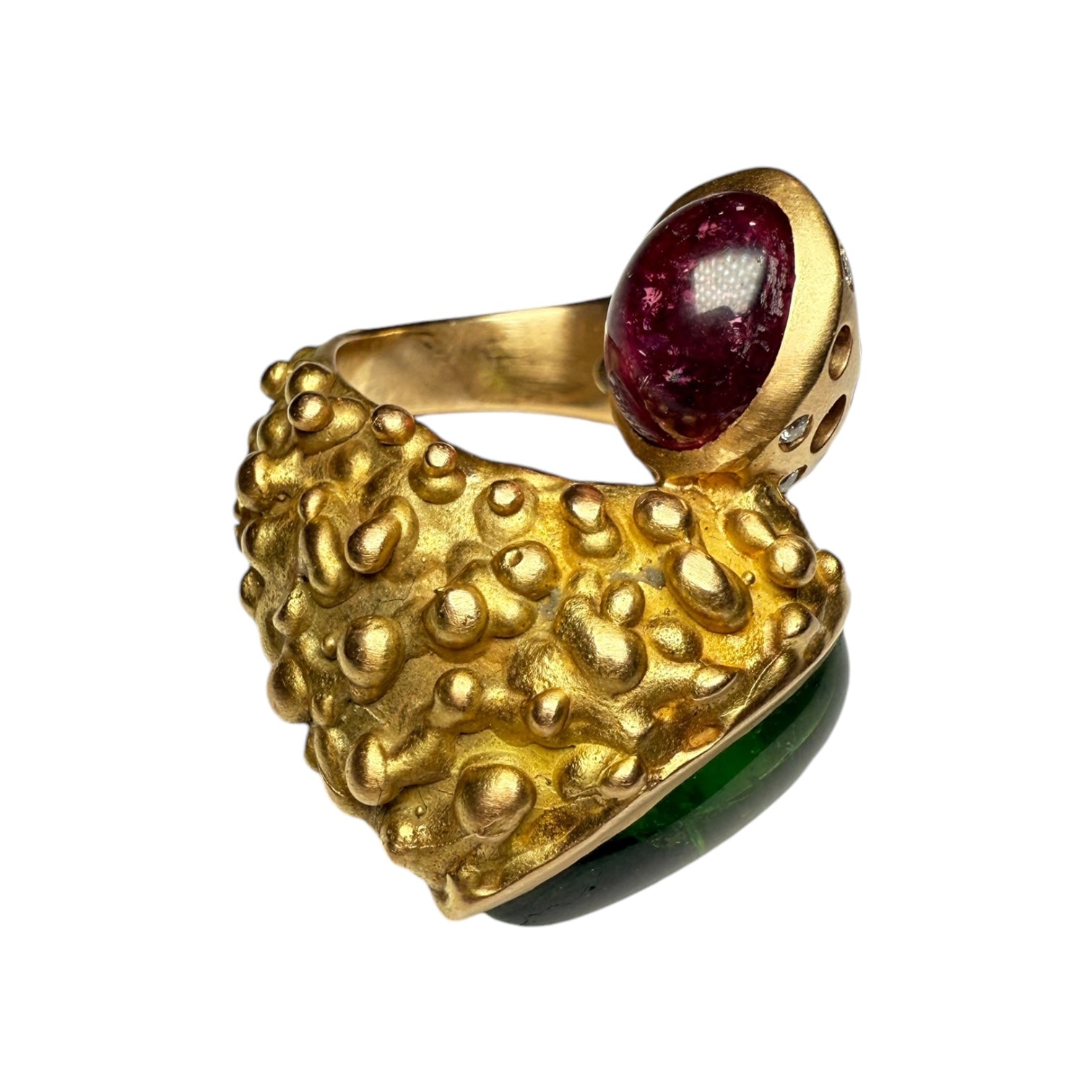 Tourmaline and diamonds gold ring by Maurizio Pintaldi