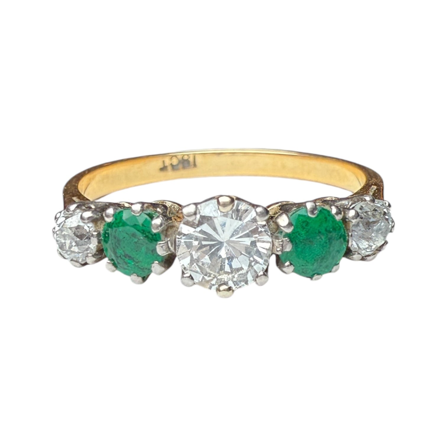 Diamonds and emerald 5 stone ring