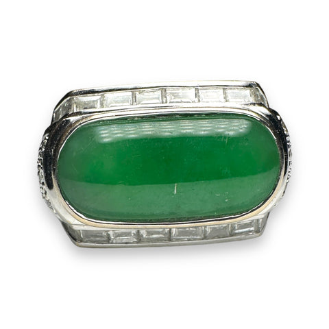 Jade and diamond ring