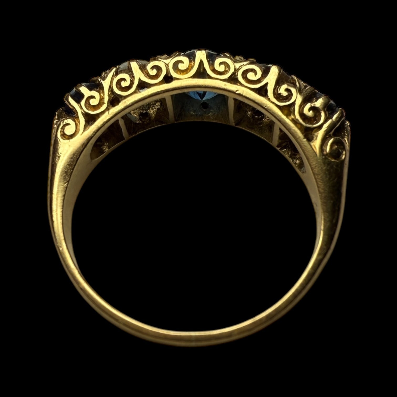 Sapphire and diamonds 5 stones ring