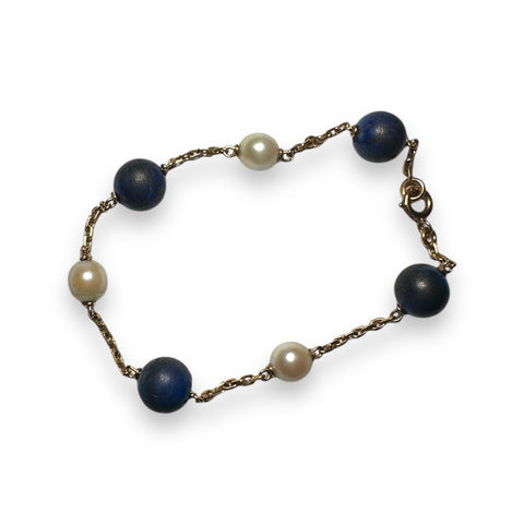 Lapis and pearl bracelet