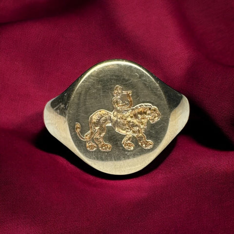 Gold plated silver signet ring