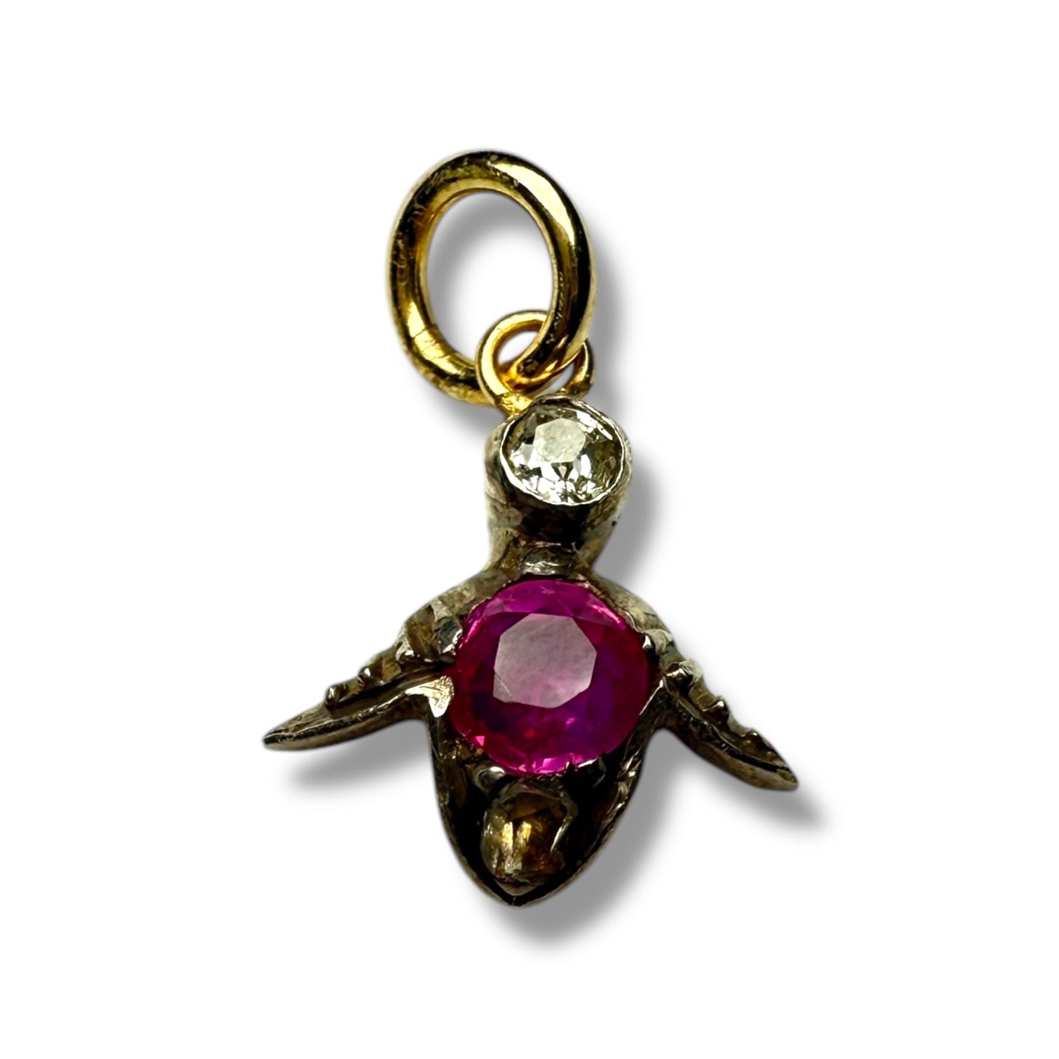 9k gold diamond and ruby pendant for women