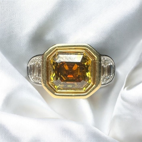 Yellow brown diamond ring