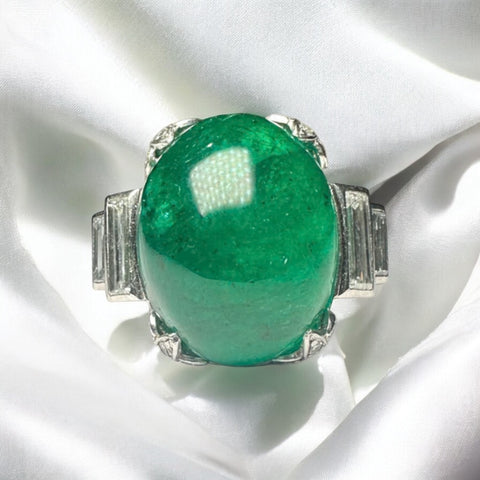 Emerald and diamond ring