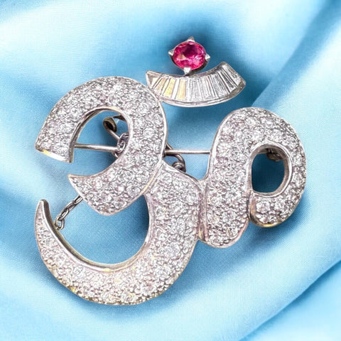 Ruby and diamonds brooch