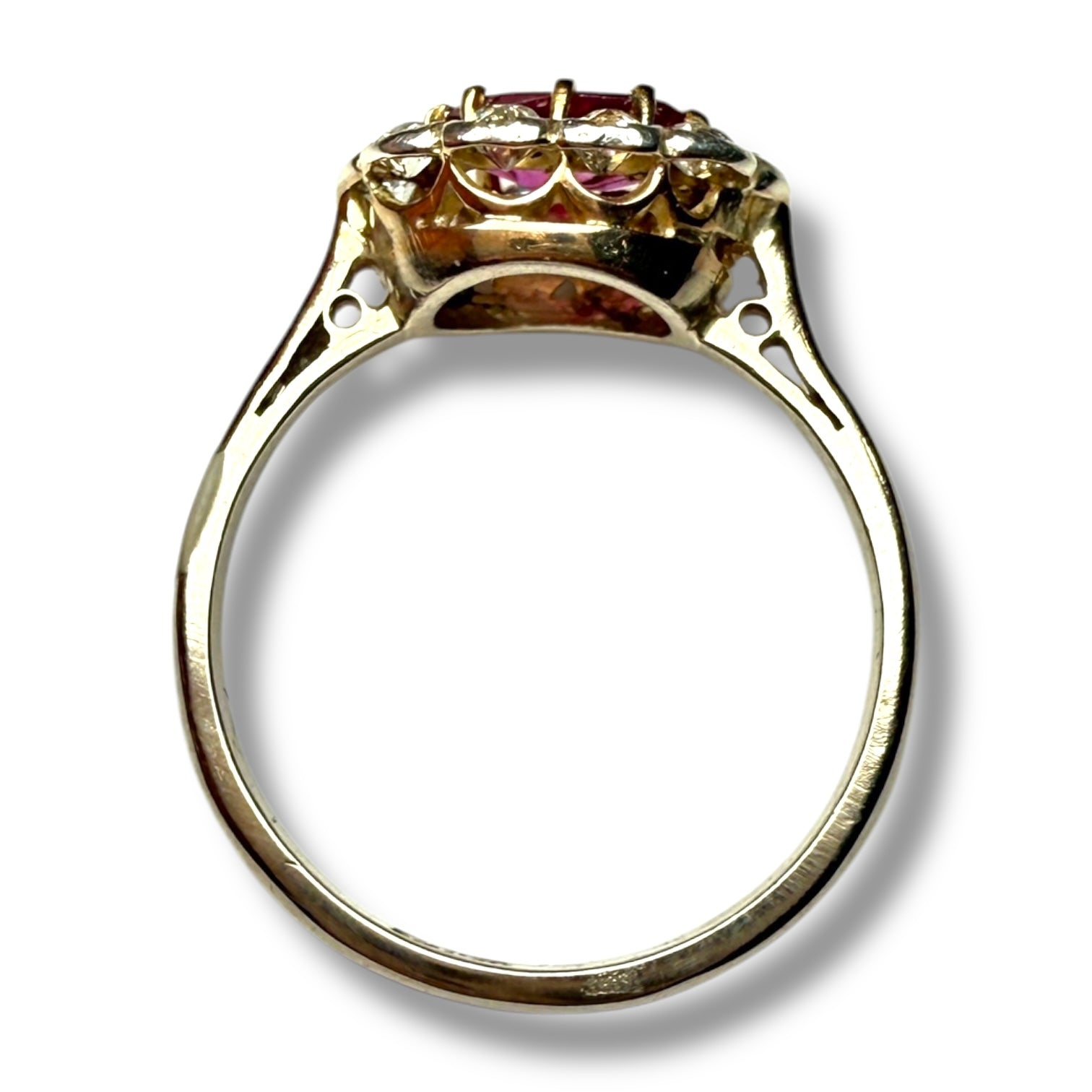Pink natural ruby diamond ring
