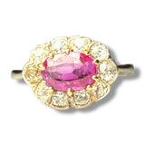 Pink natural Burma sapphire diamond ring