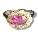 Pink natural Burma sapphire diamond ring