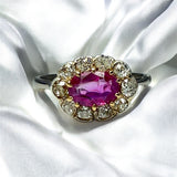 Pink natural Burma sapphire diamond ring