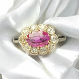 Pink natural Burma sapphire diamond ring