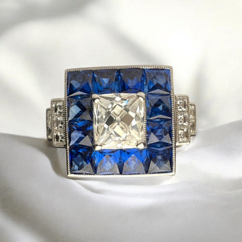 Diamond and sapphire ring