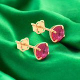 9ct Yellow Gold Birthstone Earrings 5mm Round Created Ruby - July