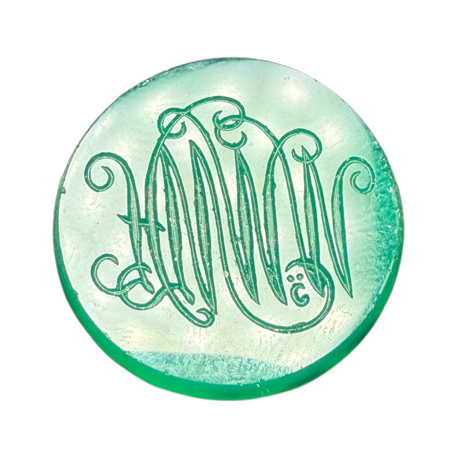 Antique-Style Green Glass Intaglio Seal 
