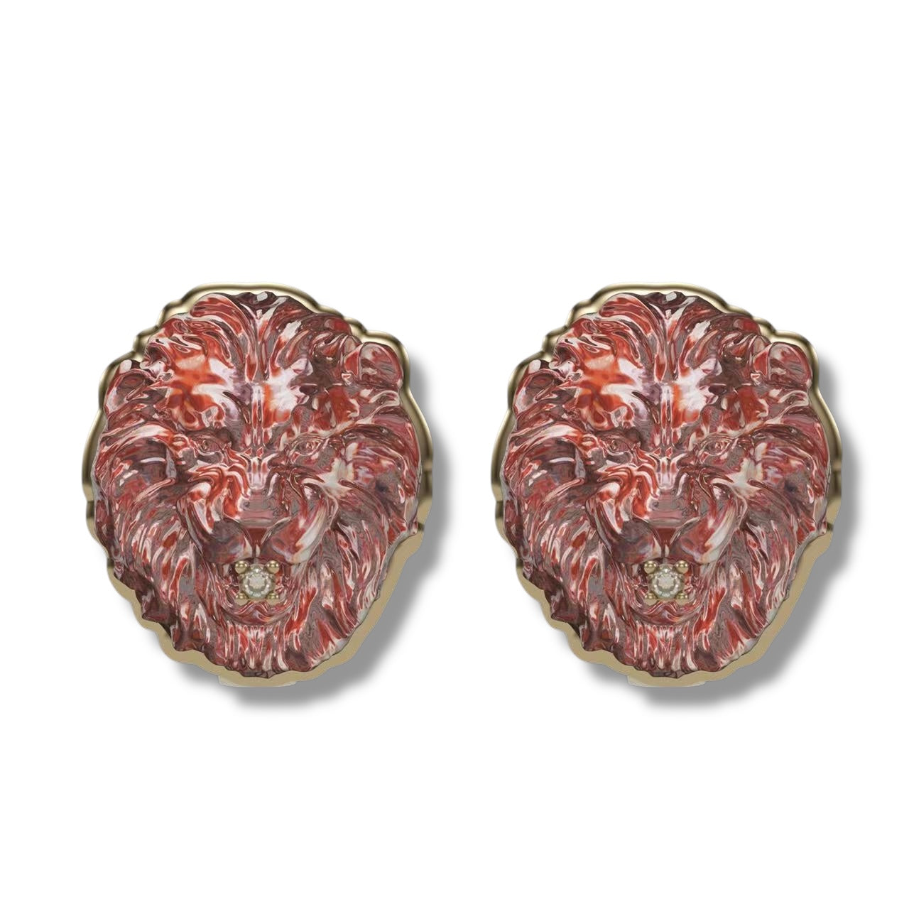 Lion Head 18K Gold Earrings