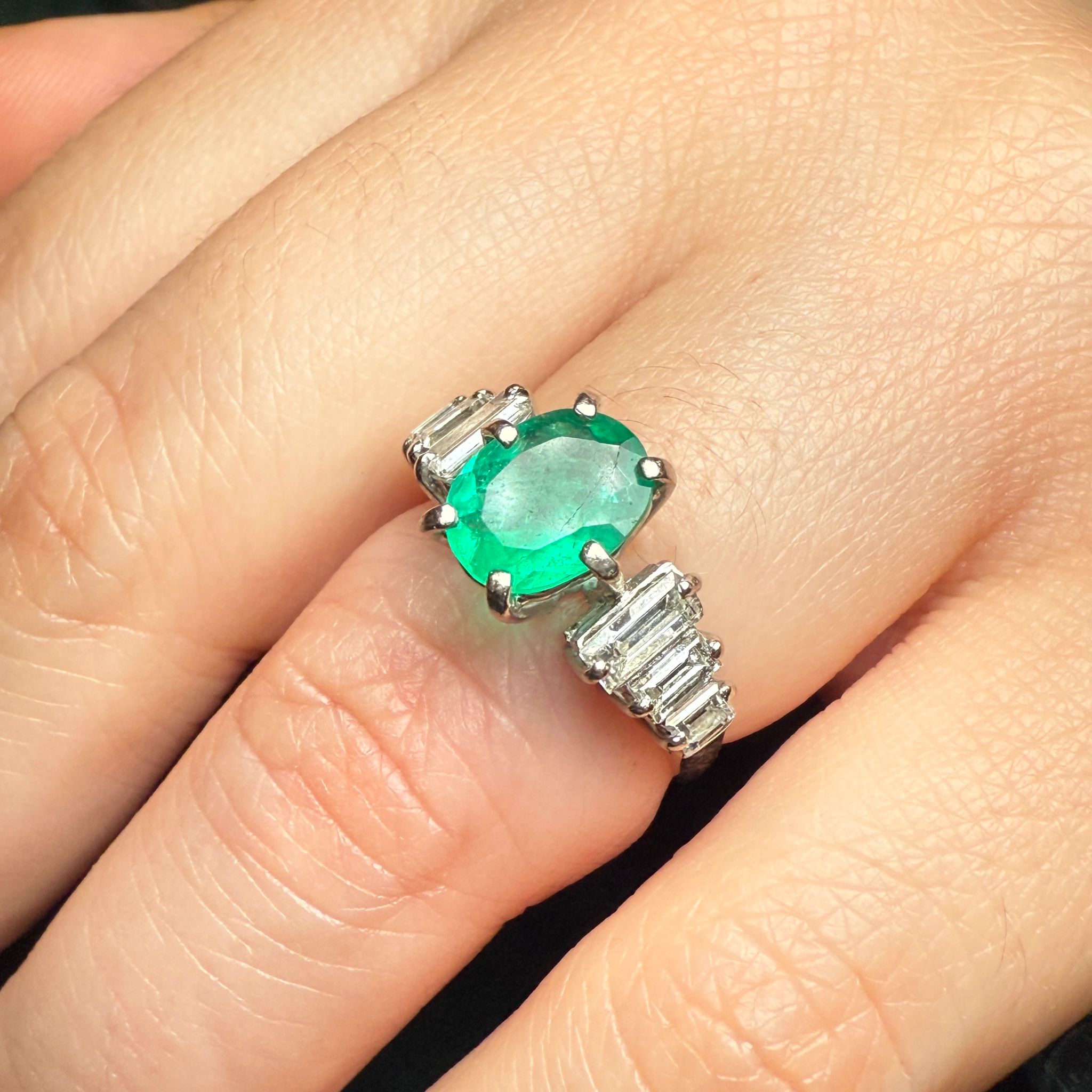 Emerald and diamond ring