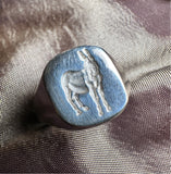 Donkey silver signet ring