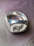 Donkey silver signet ring