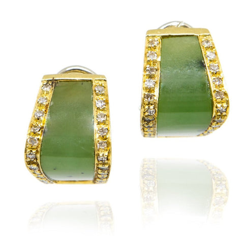 Nephrite Jade & Diamond Earrings